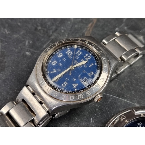 532 - A 1990s Swatch 'Irony' chronograph stainless steel quartz wristwatch, 35mm, on original bracelet; to... 