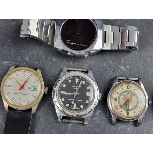 543 - An interesting group of vintage wristwatches, to include: examples by Lucerne, Favre Leuba; and Nivi... 