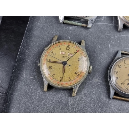 543 - An interesting group of vintage wristwatches, to include: examples by Lucerne, Favre Leuba; and Nivi... 