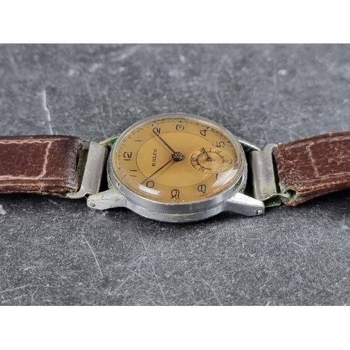 545 - An early 1940s Ralco stainless steel manual wind wristwatch, 28mm, on contemporary leather strap, wi... 