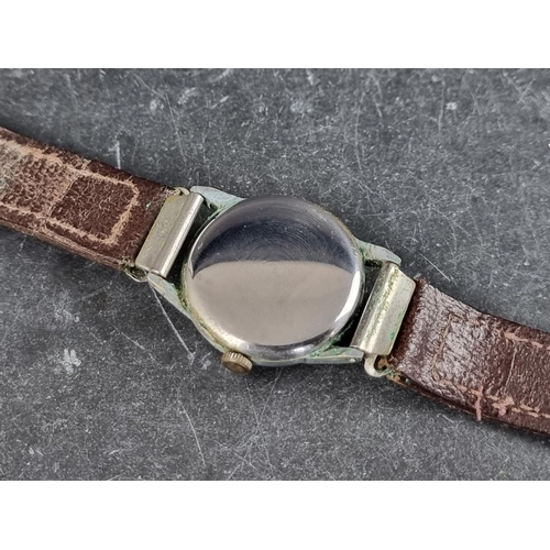 545 - An early 1940s Ralco stainless steel manual wind wristwatch, 28mm, on contemporary leather strap, wi... 