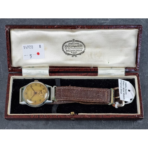 545 - An early 1940s Ralco stainless steel manual wind wristwatch, 28mm, on contemporary leather strap, wi... 