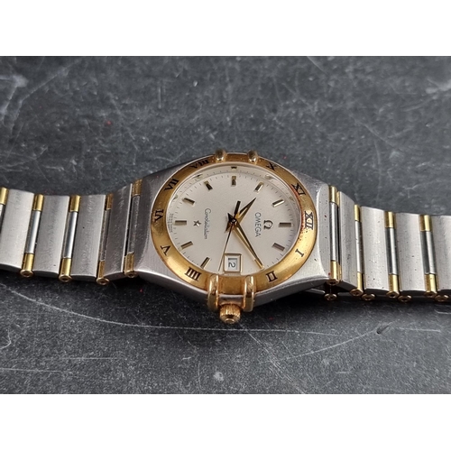 548A - A circa 2000 Omega 'Constellation' yellow metal and stainless steel quartz ladies wristwatch, 28mm, ... 