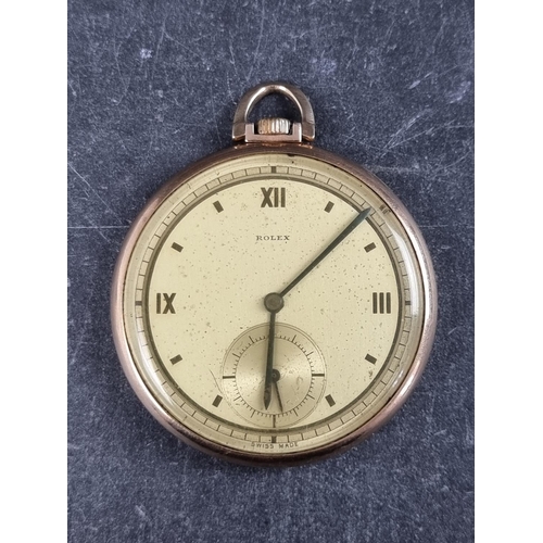 576 - A Rolex 9ct gold stem wind open faced pocket watch, import mark Glasgow 1937, serial no. 100836... 