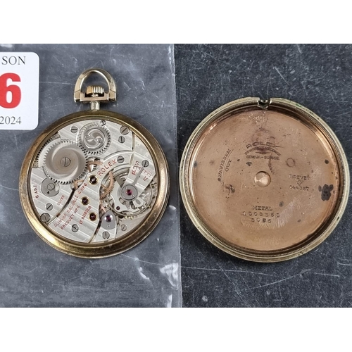 576 - A Rolex 9ct gold stem wind open faced pocket watch, import mark Glasgow 1937, serial no. 100836... 