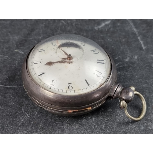 580 - A George IV silver open face pair case fusee key wind pocket watch, by John Morgan, Aberystwyth, No.... 