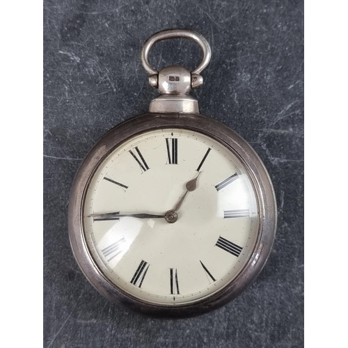 581 - A Victorian silver open face pair cased key wind fusee pocket watch, unsigned, No.2413, the 49mm mm ... 