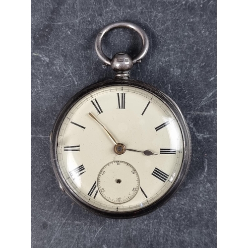 585 - A Victorian silver open face key wind fusee pocket watch, by Harris & Co, Manchester, No. 4265, ... 