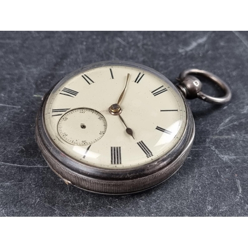 585 - A Victorian silver open face key wind fusee pocket watch, by Harris & Co, Manchester, No. 4265, ... 