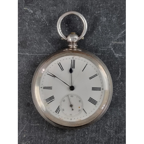 587 - A Victorian silver open face key wind pocket watch, by J W Benson, the 51mm case by James William Be... 