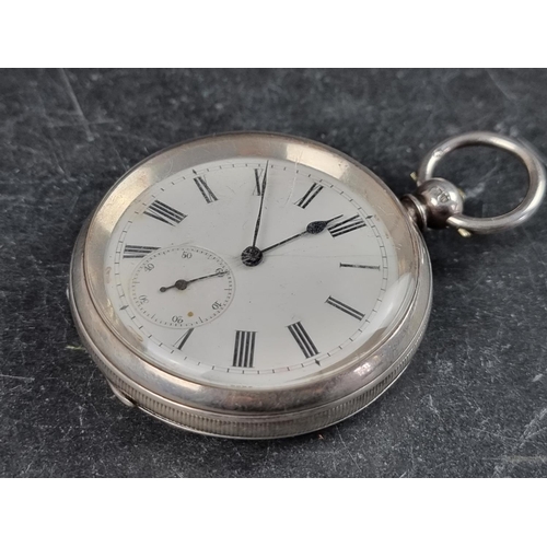 587 - A Victorian silver open face key wind pocket watch, by J W Benson, the 51mm case by James William Be... 