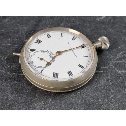 592 - An unusual nickel plated stem wind S & S  'Eureka Lever' time recorder watch, 49mm.... 