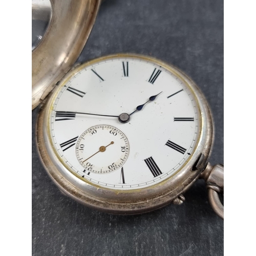 597 - A Victorian silver half hunter stem wind pocket watch, by Henry Sharp, Bromley Kent, the 49mm case b... 