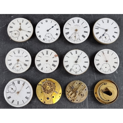 603 - Ten pocket watch movements, to include one signed Thos Breton, Cork.