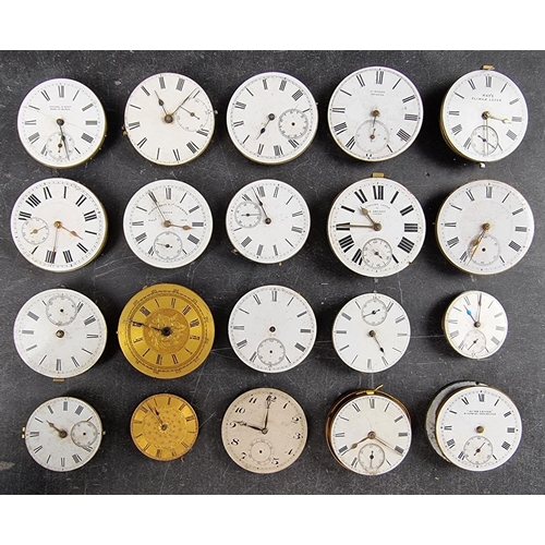 605 - Twenty pocket watch movements, to include an example signed Lewis, London.