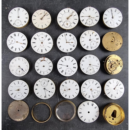 606 - Twenty pocket watch movements, to include an example signed P Reimer, Arundel Street, Landport; and ... 