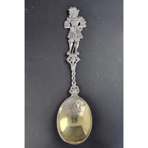 72 - A 19th century Continental silver figural spoon, import mark B Muller & Son, Chester 1898, 99g.... 