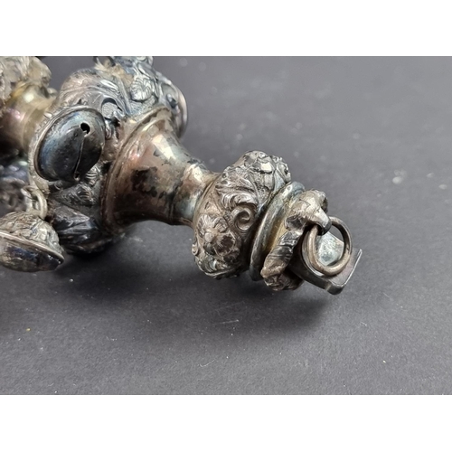 73 - A Victorian silver and coral child's rattle, Birmingham 1862, 13cm long, gross weight 79g.... 