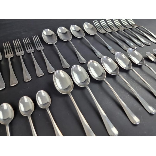 82 - A matched part canteen of silver Old English rat tail pattern cutlery, different makers and dates, 2... 