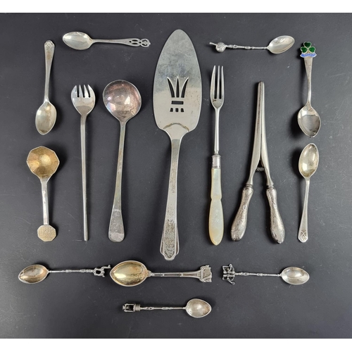 85 - A group of various silver, silver mounted, white metal and metal cutlery, 230g weighable.... 