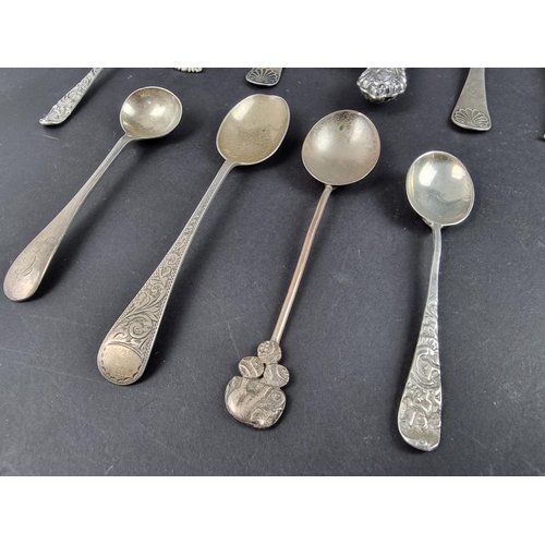 89 - Nine various silver spoons; together with two silver handled letter knives; and a metal spoon, 114g ... 