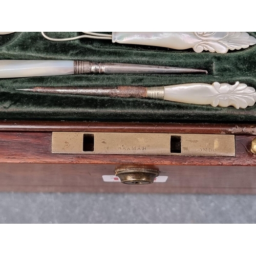 1091 - A Victorian rosewood toilet box, with silver plated fittings, bearing brass plaque inscribed 'Mechi ... 