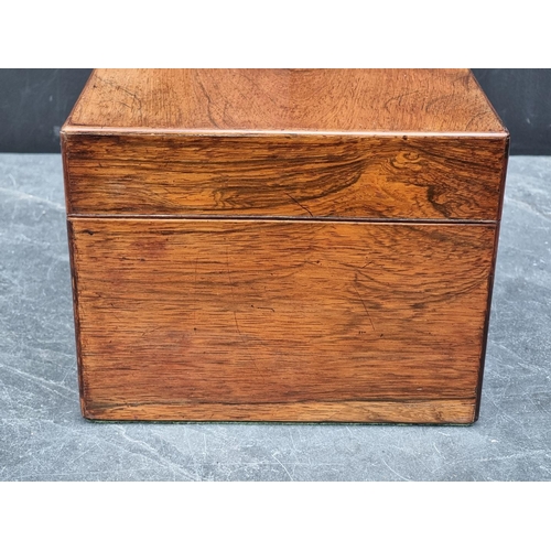 1091 - A Victorian rosewood toilet box, with silver plated fittings, bearing brass plaque inscribed 'Mechi ... 