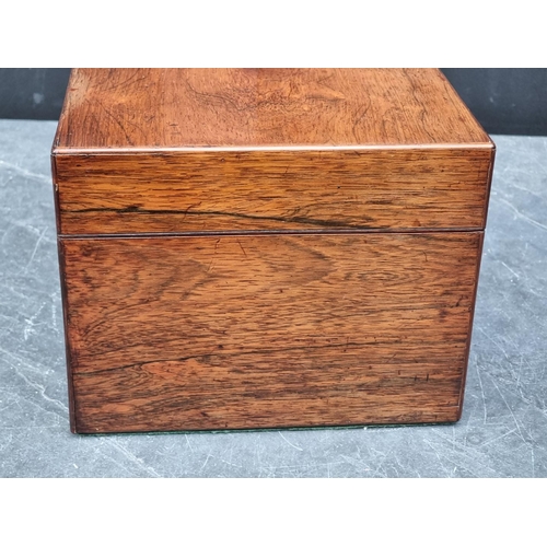 1091 - A Victorian rosewood toilet box, with silver plated fittings, bearing brass plaque inscribed 'Mechi ... 