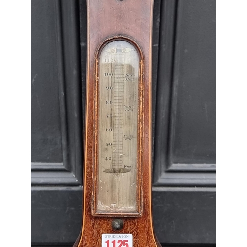 1125 - A 19th century mahogany and line inlaid five dial banjo barometer, inscribed 'P Pedrene, Bristol'.... 