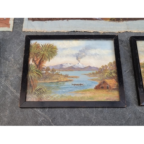 1137 - Continental School, The Andes, a pair, indistinctly signed, oil on canvas, I.25 x 42cm, unframed; to... 