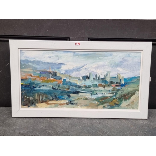 1176 - Tuema Pattie, 'Arundel Cathedral and Castle', signed and titled verso, oil on canvas, 29.5 x 60cm.... 