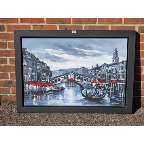 1210 - Csilla Orban, 'The Rialto Bridge, Venice', signed, acrylic on canvas, 61 x 91.5cm.... 