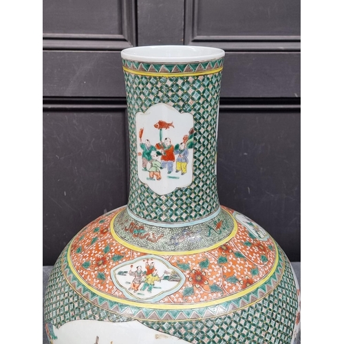 1704 - A large Chinese famille vert baluster vase, seal mark to base, 53cm high. 