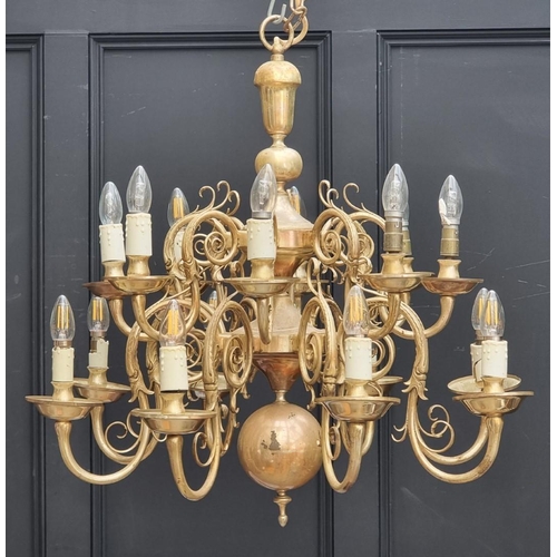 1711 - A large Dutch style electroplated sixteen branch chandelier, 75cm high. 