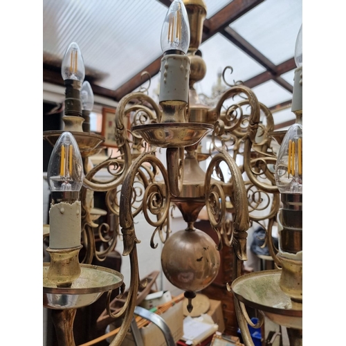 1711 - A large Dutch style electroplated sixteen branch chandelier, 75cm high. 