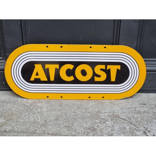 1730 - A vintage enamel 'Atcost' sign, 30.5 x 76.5cm. 