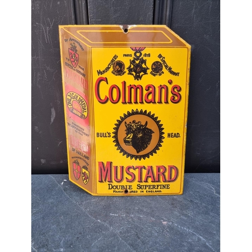 1739 - A 'Colman's Mustard' sign, labelled verso 'Handprinted porcelain enamel, Garnier & Co Ltd', 27.5... 