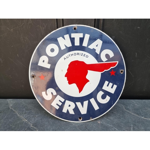 1741 - An old enamel 'Pontiac Authorised Service' sign, 30cm diameter.