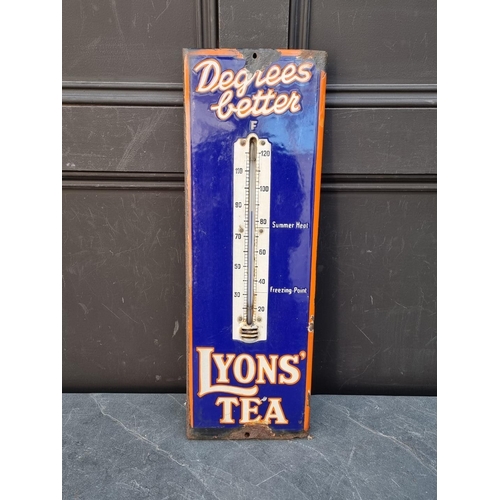 1749 - A vintage enamel 'Lyons Tea' thermometer sign, 57 x 19cm.