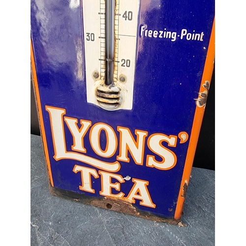 1749 - A vintage enamel 'Lyons Tea' thermometer sign, 57 x 19cm.