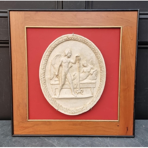 1750 - A classical style plaster relief plaque, 34 x 28cm, framed. 