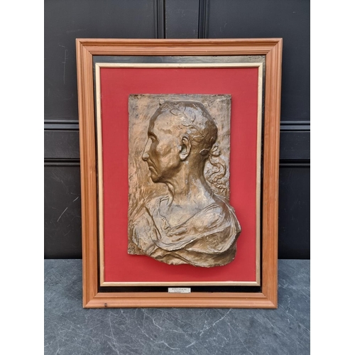 1751 - A plaster relief plaque of Julius Caesar, 46 x 29cm, framed. 