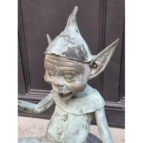 1773 - A verdigris copper pixie fountain, 77cm high.