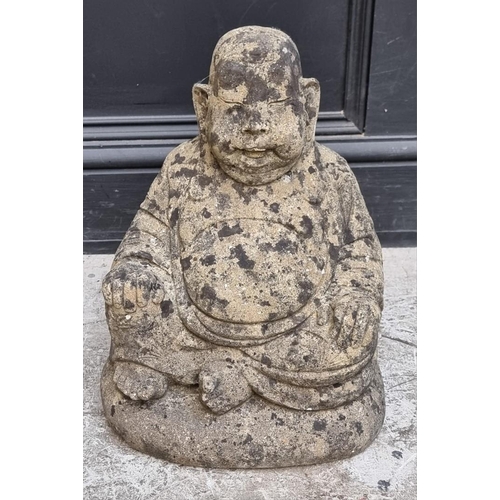 1775 - An old composition stone seated Buddha, 38cm high. 