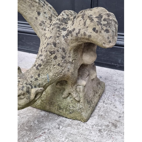 1777 - A pair of old weathered composition stone grotesque gryphon gate pier finials, 50cm high.... 