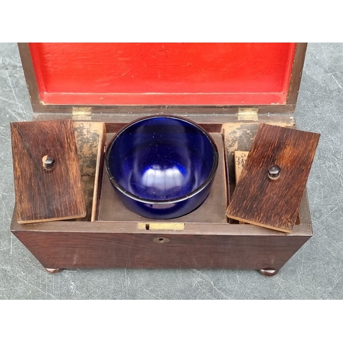 1101 - Three 19th century mahogany tea caddies.