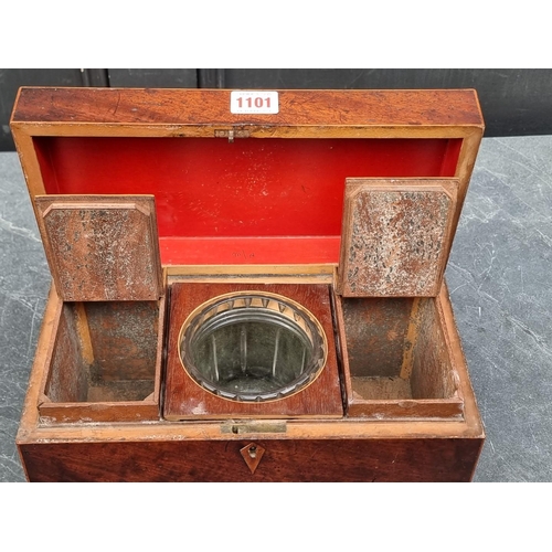 1101 - Three 19th century mahogany tea caddies.