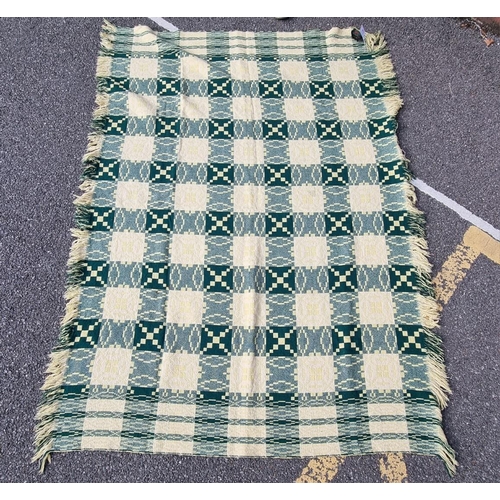 1138 - A vintage Welsh yellow and green wool blanket, labelled 'Derw', 240 x 160cm.En suite with the next l... 