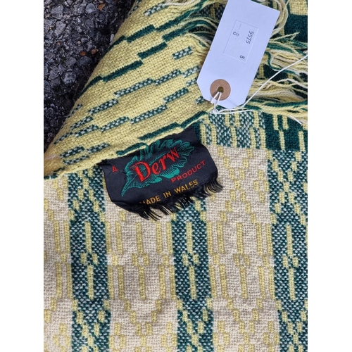 1138 - A vintage Welsh yellow and green wool blanket, labelled 'Derw', 240 x 160cm.En suite with the next l... 