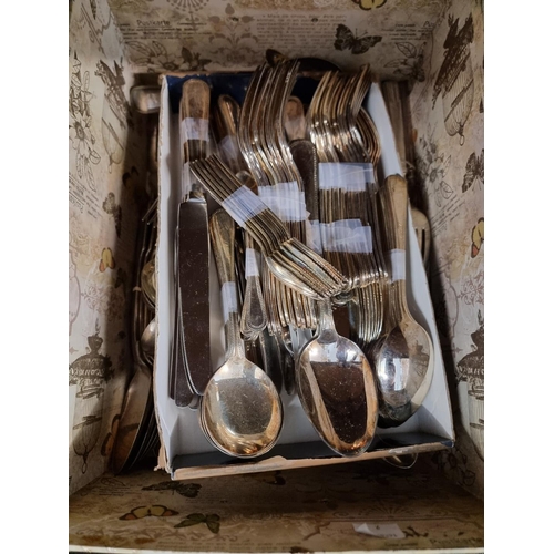 1695 - A collection of electroplated cutlery, to include a 'bead' pattern part set. 